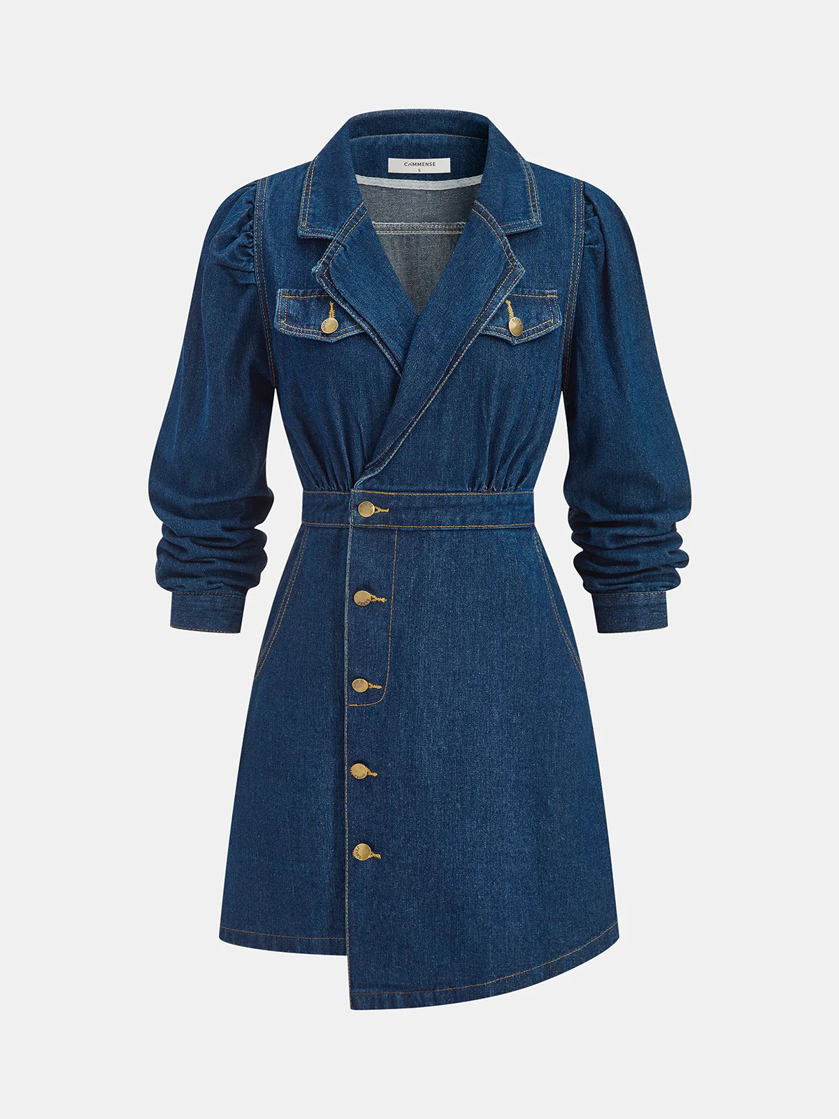 Metal Button Denim Blazer Dress
