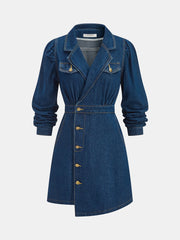 Metal Button Denim Blazer Dress