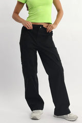 Black Cargo Pants Mid Rise