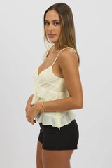 White Cami Top Sleeveless Crossover Ruffled Details