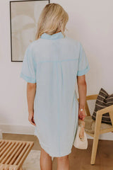 Backyard BBQ Chambray Mini Dress in Sky Blue