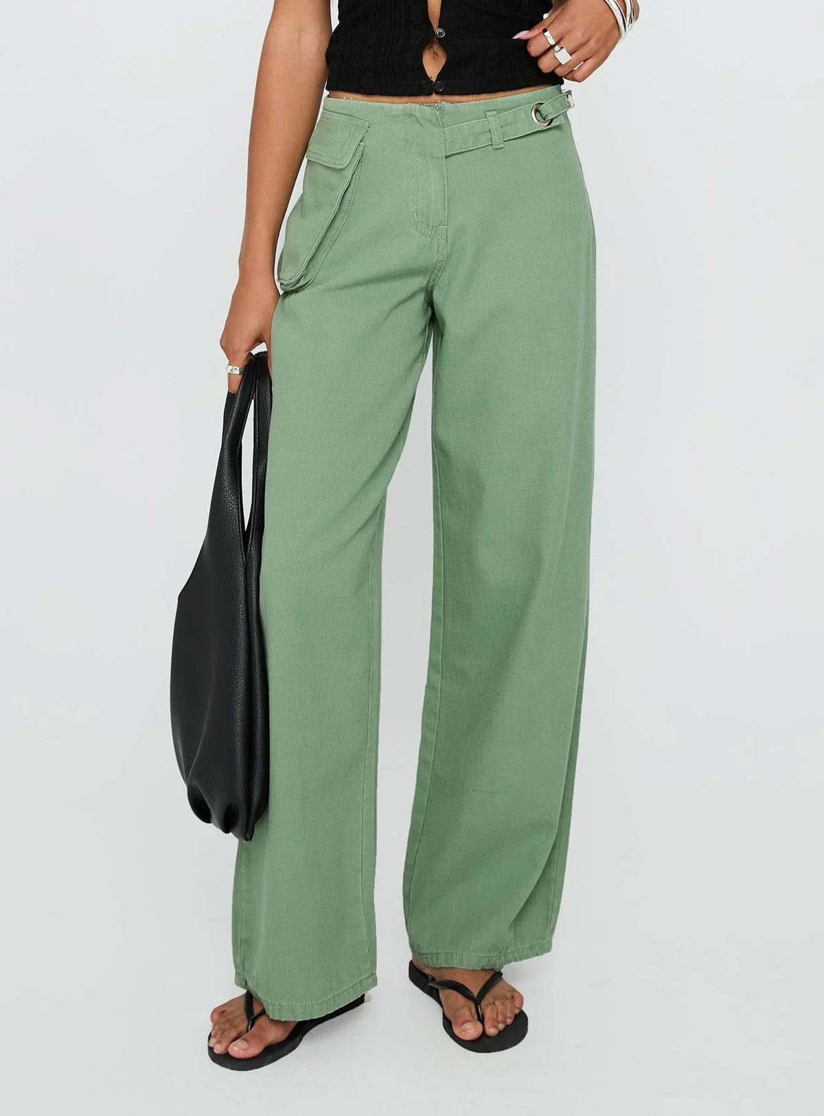 Mercadi Cargo Straight Leg Jeans Green