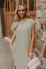 Beach Daydream Vintage Wash Midi Dress in Sage