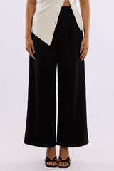 Black Tailored Pants Mid Rise