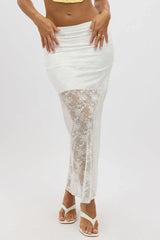 White Lace Maxi Skirt Lined
