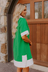 Country Club Brunch Mini Dress in Kelly Green