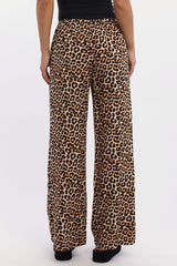 Brown Animal Print Wide Leg Pants Low Rise