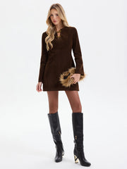 Chain Detail Long Sleeve Mini Dress