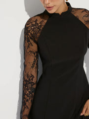 Lace Sleeve A-Line Mini Dress
