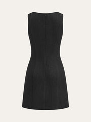 Tweed Sleeveless Button Mini Dress