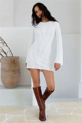 Soulful Nights Long Sleeve Mini Dress White