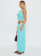 Aristocrat One Shoulder Mesh Set Blue