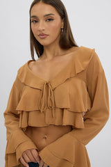 Beige Tie Up Blouse