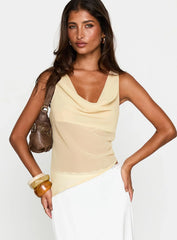 Pretty Little Fears Cowl Neck Top Beige
