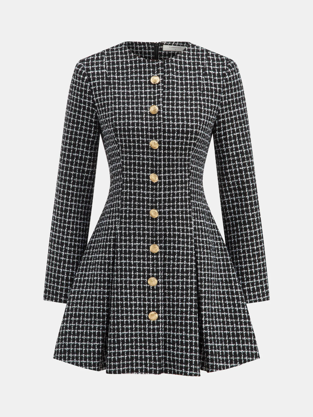 Plaid Metal Button A-Line Mini Dress
