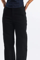 Black Cargo Denim Jeans Mid Rise