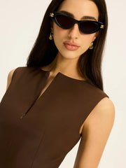 Zip-Front Neckline Mini Dress