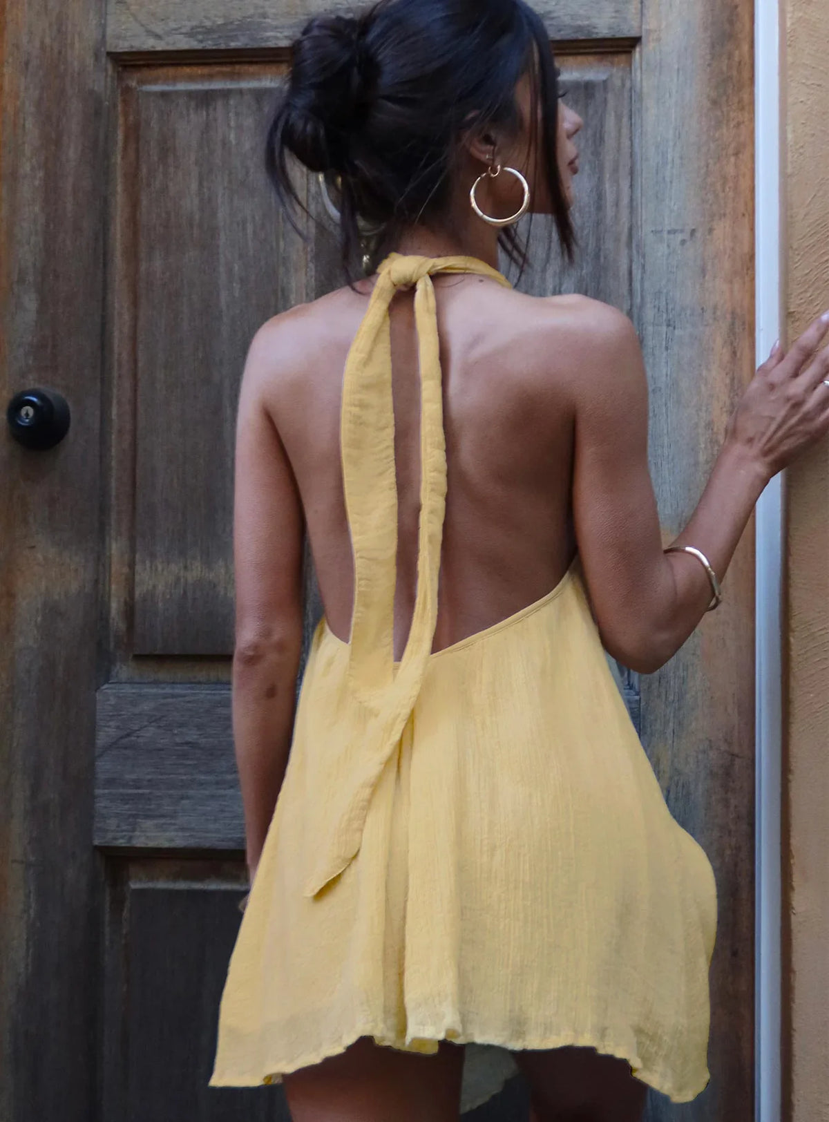 Kaiko Halter Mini Dress Yellow