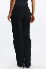 Black Cargo Denim Jeans Mid Rise