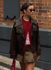 Nicolie Faux Leather Jacket Vintage Washed Brown