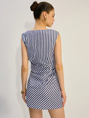 Striped Ruched Mini Dress