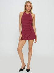 Traye Ruched Mini Dress Burgundy