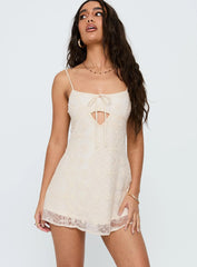 Immunitie Broiderie Mini Dress Cream