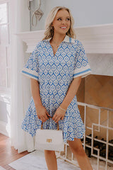 French Market Promenade Mini Dress in Blue