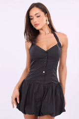 Black Halter Neck Bubble Dress