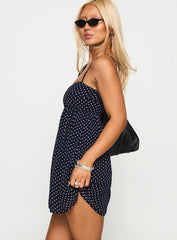 Ortega Mini Dress Navy Polka