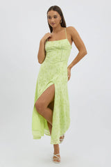 Green Maxi Dress Jacquard Lace
