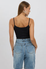 Black Cami Top Thin Strap Supersoft