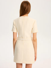 Metal Detail Belted Mini Dress