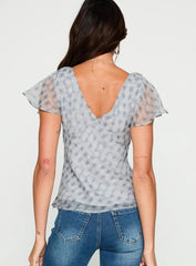 My Last Love Top Blue Check