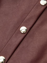 Double-Collar PU Leather Shirt Dress