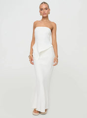 Birdie Asymmetric Linen Blend Top White