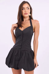 Black Halter Neck Bubble Dress