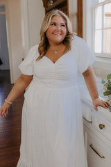 Sweet Serendipity Maxi Dress in White Curves