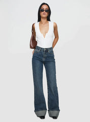 Florida Keys Cuffed Jeans Mid Blue