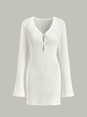 Sheer Knit Sweater Dress with Cut-Out Detail