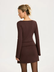 2 in 1 Wrap Long-Sleeve Mini Dress