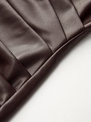 Faux Leather Waist Ruched Dress
