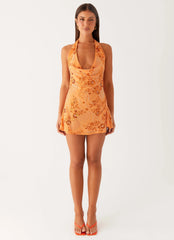 Cinzia Beaded Mini Dress - Orange