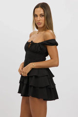 Black Playsuit Layered Shorts