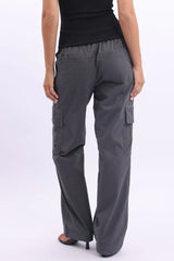 Grey Cargo Pants Mid Rise