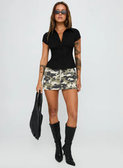 Voltage Denim Mini Skirt Camouflage