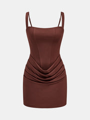 Back Lace-Up Ruched Corset Mini Dress