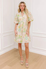 Springtime Grace Floral Eyelet Mini Dress