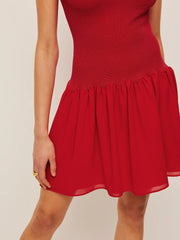 Sleeveless Knit Chiffon Dress