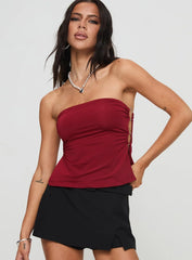 Round The World Strapless Top Burgundy
